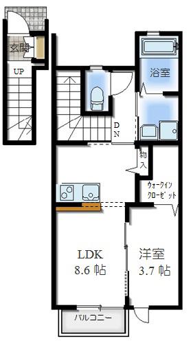 マカロン(1LDK/2階)の間取り写真