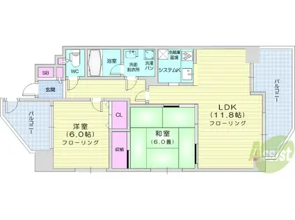 ライオンズマンション泉中央(2LDK/4階)の間取り写真