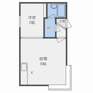 エスポアール壱番館(1DK/2階)の間取り写真