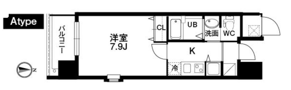 クラウンハイム北心斎橋フラワーコート(1K/9階)の間取り写真