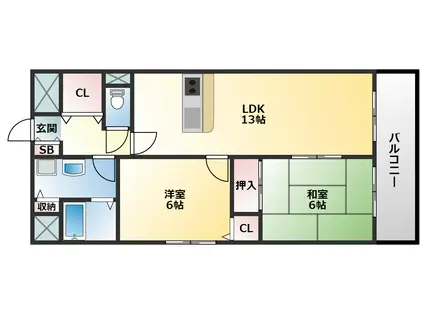 エムライフ(2LDK/2階)の間取り写真