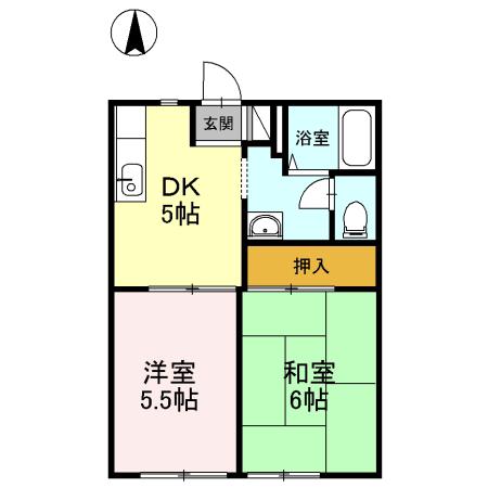 リッツハウス古川(2DK/1階)の間取り写真