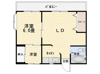 メゾン琴芝(1LDK/2階)の間取り写真