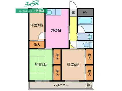 アクアビット(3DK/3階)の間取り写真