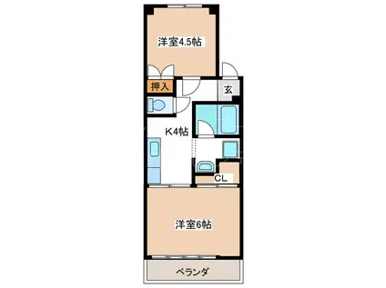 コーポ田中(2K/3階)の間取り写真