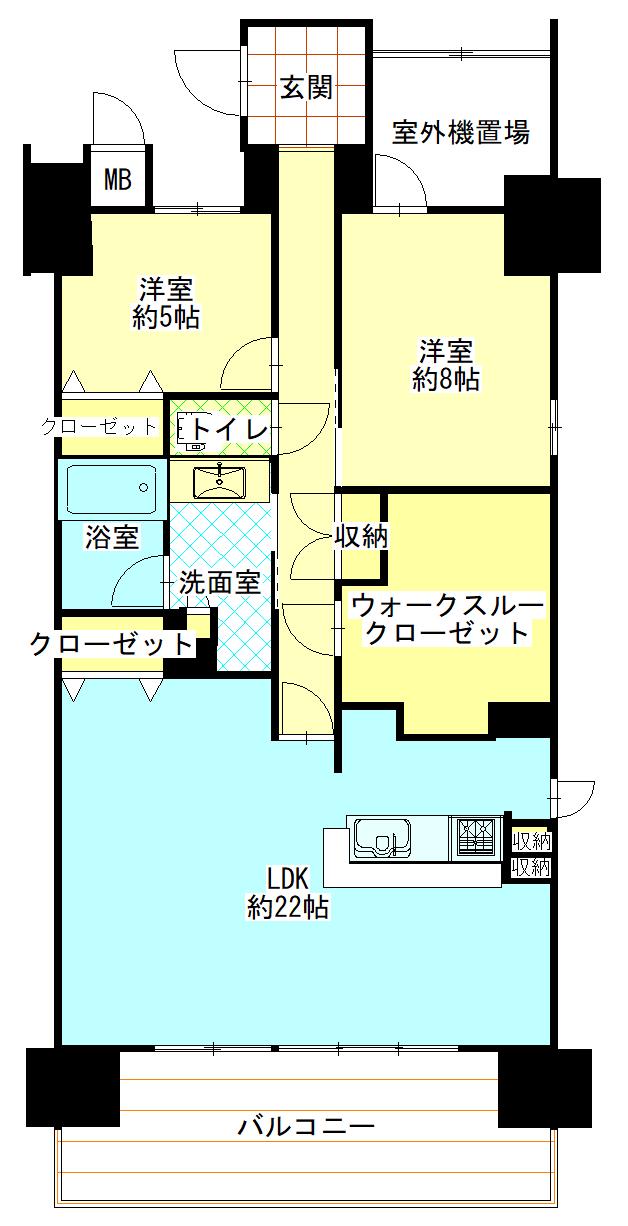 サーパス福山駅ザ・ガーデン(2SLDK/13階)の間取り写真