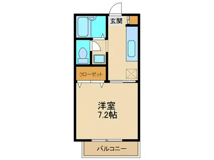 プラム西浦(1K/2階)の間取り写真