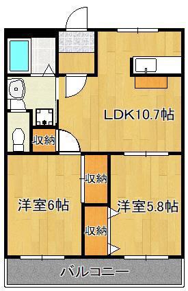 エトワールHANDA壱番館(2LDK/2階)の間取り写真