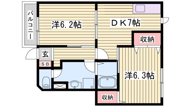 エスポワールメゾン(2DK/1階)の間取り写真