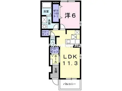 ベル アルカンシエル A(1LDK/1階)の間取り写真