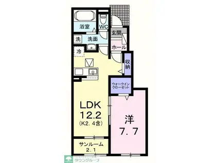 リバーテラスK(1LDK/1階)の間取り写真