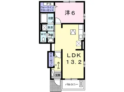 グランペール古賀III B(1LDK/1階)の間取り写真