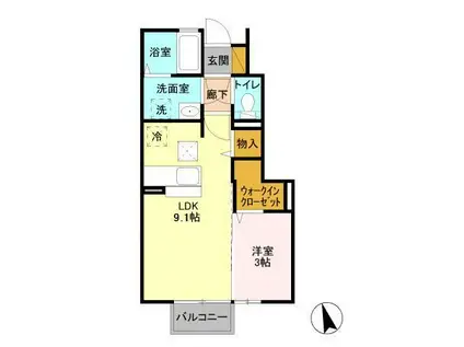 シェリール蔵前B(1LDK/1階)の間取り写真