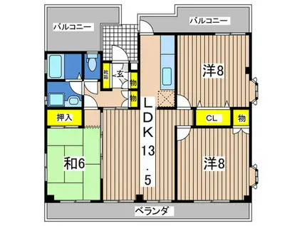 メゾンアタカ(3LDK/4階)の間取り写真