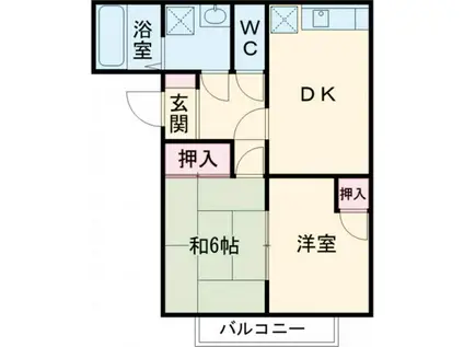 ヒューマンコート魚橋II(2DK/2階)の間取り写真