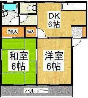 三上ハイツII(2DK/2階)の間取り写真