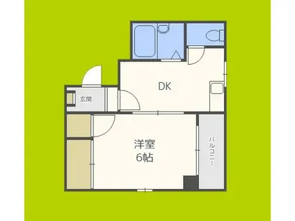 玉造クローバーハイツ(1DK/4階)の間取り写真