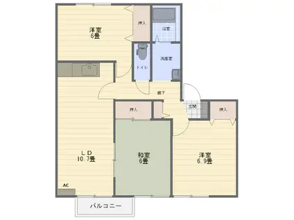 セジュールユザワ(3LDK/1階)の間取り写真