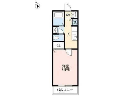 プロローグ蓮台寺(1K/2階)の間取り写真