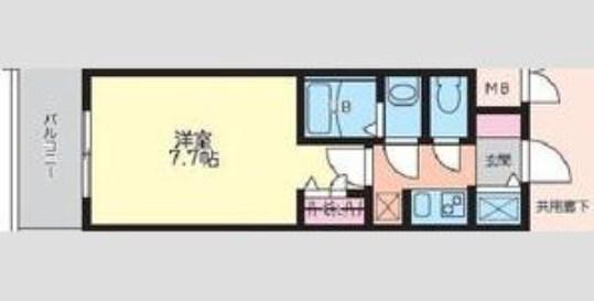 S-RESIDENCE三国ウエスト(1K/7階)の間取り写真