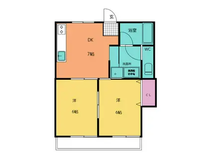 GRAN矢来(2DK/1階)の間取り写真