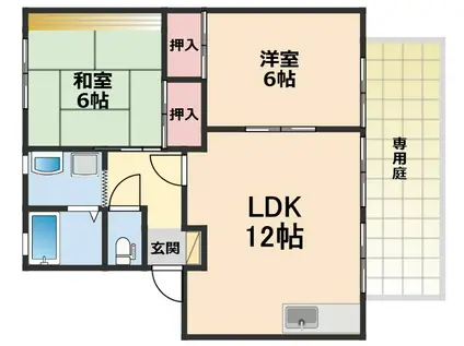 フレグランスクレフォートA棟(2LDK/2階)の間取り写真