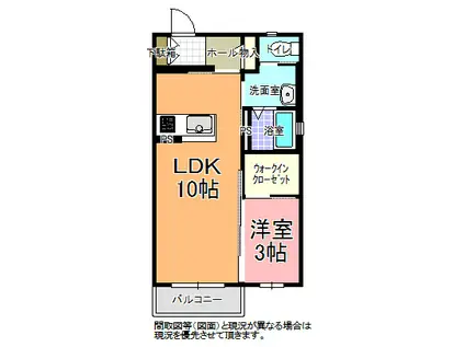 サンフレンズ C棟(1LDK/1階)の間取り写真