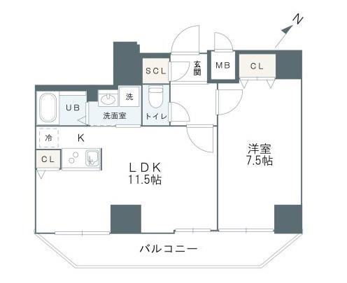 グルーブ神戸元町アリア(1LDK/4階)の間取り写真
