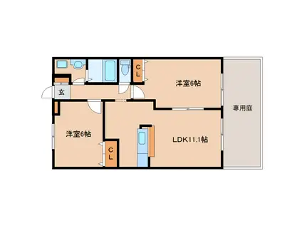 モンシェリー(2LDK/1階)の間取り写真