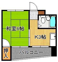 小倉ホースビル(1K/3階)の間取り写真
