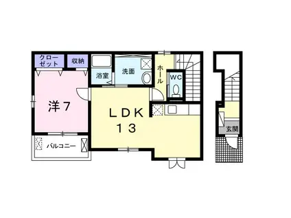 ミューカルム(1LDK/2階)の間取り写真