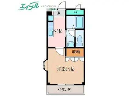 メゾンエスポアール(1K/1階)の間取り写真