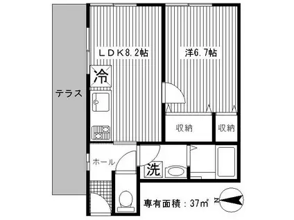 フォレストシャイン(1LDK/1階)の間取り写真