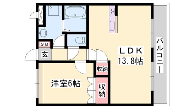サンシャイン1号館(1LDK/1階)の間取り写真