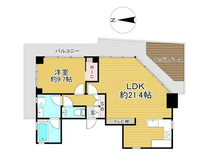 オーズビル(1SLDK/5階)の間取り写真