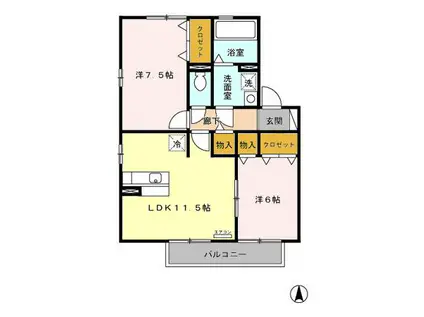 FREYJA(2LDK/2階)の間取り写真