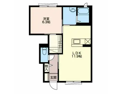 ラ・プランタン山後(1LDK/1階)の間取り写真