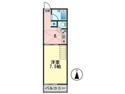 スターロッジ 1号棟(1K/2階)の間取り写真