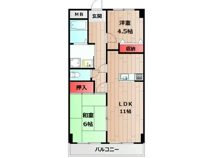 ラメール松江(2LDK/3階)の間取り写真