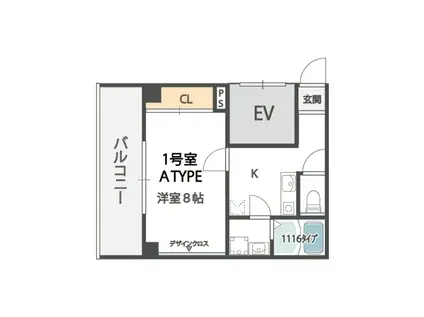 クィーンライフ東今里(1K/2階)の間取り写真