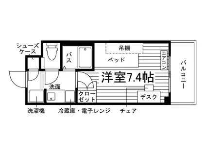 UNI EMEAL 山口県立大学学生会館(ワンルーム/4階)の間取り写真