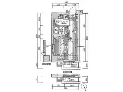 プレール・ドゥーク高輪(1K/4階)の間取り写真