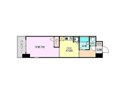 ノルデンハイム東三国(1DK/4階)の間取り写真