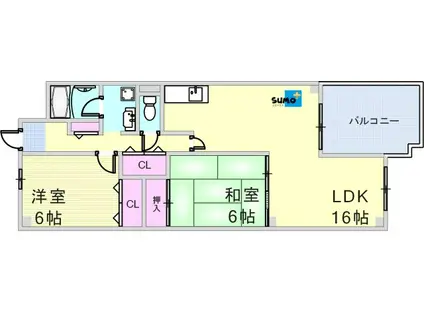 シーサイドパストラル林崎2(2LDK/2階)の間取り写真