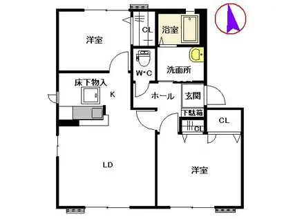 レシデンシア小森野A(2LDK/1階)の間取り写真