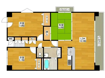 クレセント千里中央(3LDK/3階)の間取り写真