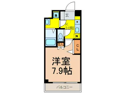 アーデン江坂III(1K/4階)の間取り写真