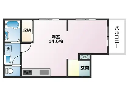 ビエント(1K/4階)の間取り写真