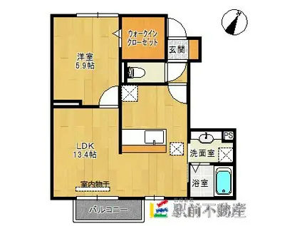 スノーウィコートV(1LDK/1階)の間取り写真