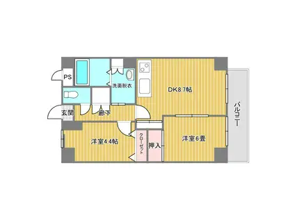 エクセリア駅南(2DK/2階)の間取り写真